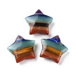 Honeyhandy 7 Chakra Natural Gemstone Home Display Decorations, Star, 29.5~30x30~30.5x9~10.5mm