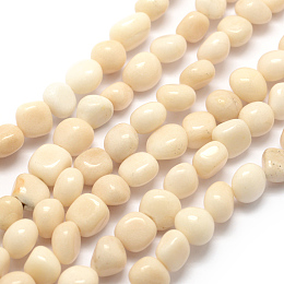 Honeyhandy Natural White Jade Beads Strands, Nuggets, 7~9x7~9x3~8mm, Hole: 1mm, about 42~47pcs/strand, 15.7 inch(40cm)