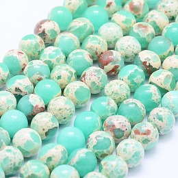 Honeyhandy Synthetic Imperial Jasper Beads Strands, Round, Light Green, 6~6.5mm, Hole: 1mm, about 64pcs/strand, 15.3 inch(39cm)