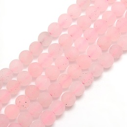 Honeyhandy Frosted Natural Rose Quartz Round Bead Strands, 4mm, Hole: 1mm, about 93~96pcs/strand, 14.9~15.6 inch