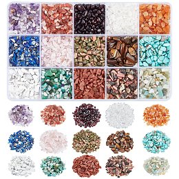 Nbeads 3500Pcs 15 Style Natural & Synthetic Mixed Gemstone Beads, No Hole/Undrilled, Chip, 2~8x2~4mm