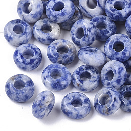 Honeyhandy Natural Blue Spot Jasper European Beads, Large Hole Beads, Rondelle, 10x4.5mm, Hole: 4mm