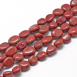 Honeyhandy Natural Red Jasper Beads Strands, Oval, 8~15x7~12x4~12mm, Hole: 1mm, about 30~45pcs/strand, 15.7 inch