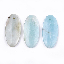 Honeyhandy Natural Amazonite Pendants, Oval, 35x16x4mm, Hole: 1mm