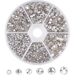 CHGCRAFT 6Styles 5580Pcs Clear Hotfix Rhinestone Clear Flat Back Round Glass Gems Glass Stone Beads for Nail Art Clothes Shoes Bags Embellishments