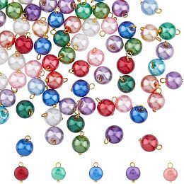 150Pcs 5 Colors Round Pearlized Glass Pearl Connector Charms Bead Links Connector Bracelet Elegant Charm Bracelet for Women Earring Necklace Jewelry Making