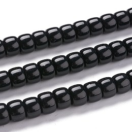 Honeyhandy K9 Glass Beads Strands, Imitation Jade Glass Beads, Column, Black, 8~8.5x5.5~6mm, Hole: 1.4mm, about 67pcs/Strand, 15.83 inch(40.2cm)