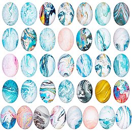 PandaHall Elite 40pcs Oval Glass Cabochons 25x18mm Marble Photo Glass Cabochon Mosaic Tiles Cabochons Dome Gems for Photo Cameo Pendant Jewelry Making Handcrafts Scrapbooking