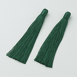 Honeyhandy Nylon Tassels Big Pendant Decorations, Dark Green, 120x10mm, Hole: 5mm