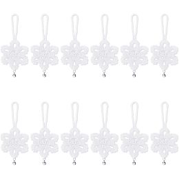 FINGERINSPIRE 12PCS Crochet Snowflake Hanging Ornament Woolen Yarn Christmas Hanging Pendant Winter Snowflakes Ornaments White Snow Decoration Handmade Car Accessories for Home Christmas Tree Decor