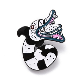 Honeyhandy Snake Monster Enamel Pin, Animal Alloy Enamel Brooch for Backpack Clothes, Electrophoresis Black, White, 38x34x10.5mm, Pin: 1mm.