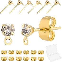16Pcs 8 Colors Brass Stud Earring Findings with Glass Gold CZ Earring  Findings Oval Ear Piercing Plugs with Loop for Dangle Earring Jewelry  Making