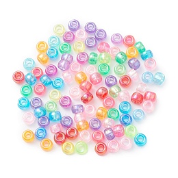 Honeyhandy Transparent Plastic Beads, AB Color Plated, Barrel, Mixed Color, 9x6mm, Hole: 3.7mm, about 1700pcs/500g