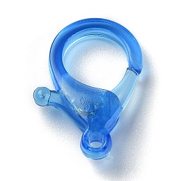 Honeyhandy Transparent Plastic Lobster CLaw Clasps, Dodger Blue, 26x19x6mm, Hole: 2mm