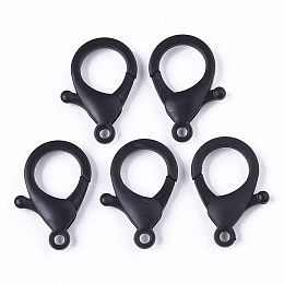 Honeyhandy Plastic Lobster Claw Clasps, Black, 35x24.5x6mm, Hole: 3mm