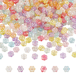 SUPERFINDINGS about 360Pcs 8 Colors Acrylic Flower Beads 10x5mm AB Color Plated Transparent Bead Violet,Pink,White Blossom Shape Beads Bulk for Bracelet Necklace Jewelry Making,Hole: 1.8mm