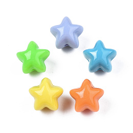 Honeyhandy Opaque Acrylic Beads, Star, Mixed Color, 15.5x16.5x15mm, Hole: 2.5mm, about 270pcs/500g