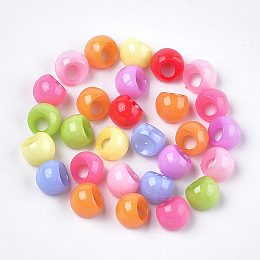 Honeyhandy Opaque AS Plastic Charms, Suzumaru Beads, Round, Mixed Color, 10x9.5x9mm, Hole: 4mm, about 1600pcs/500g