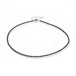 Honeyhandy Natural Obsidian Beaded Necklaces, with 304 Stainless Steel Lobster Claw Clasps and Brass Extender Chains, Faceted, 15.8 inch(40.2cm)