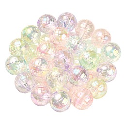 Honeyhandy Textured UV Plating Rainbow Iridescent Transparent Acrylic Beads, Round, Mixed Color, 15.5mm, Hole: 2.6mm