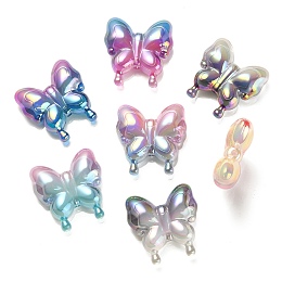 Honeyhandy UV Plating Rainbow Iridescent Acrylic Beads, Gradient Beads, Butterfly, Mixed Color, 30x29x10mm, Hole: 2mm