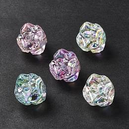 Honeyhandy UV Plating Rainbow Iridescent Acrylic Beads, Flower, Mixed Color, 17x17x15.5mm, Hole: 3.2mm