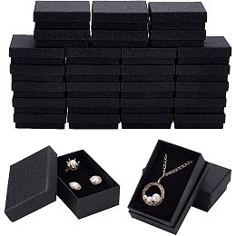 BENECREAT 30 Pcs Textured Paper Jewelry Box 2x3.2x1 Inch Black Kneaded Paper Box Jewelry Gift Box with Sponge Cushion Inside for Necklace Bracelet Jewelry Display