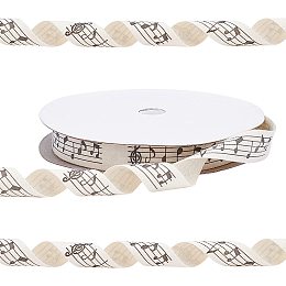 PandaHall Elite 20 Yard Music Note Ribbon Phonogram Printed Craft Ribbon White Wide Polyester Ribbon Roll for Wedding Cake Party Banquet Hat Dress Decor Christmas Valentine's Day Gift Package, 0.8"