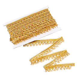 AHANDMAKER Filigree Corrugated Lace Ribbon, Tassels, for Clothing Accessories, Gold, 25x1mm, 15 yard/roll