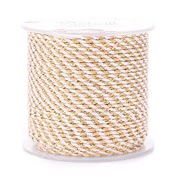 Honeyhandy 4-Ply Cotton Cord, Handmade Macrame Cotton Rope, with Gold Wire, for String Wall Hangings Plant Hanger, DIY Craft String Knitting, Beige, 1.5mm, about 21.8 yards(20m)/roll