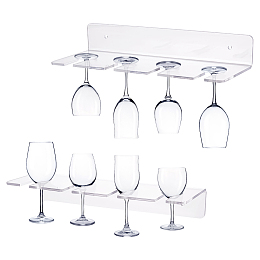 AHANDMAKER 2 Pack Acrylic Wine Glass Holders, Black Wine Glasses Display Rack, Champagne Wall Holder, Under Cabinet Stemware Rack, for Kitchen Bar Restaurant