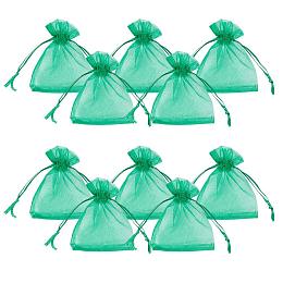 ARRICRAFT About 100pcs Organza Gift Bags Drawstring Pouches for Wedding Party Christmas Warp Favor Gift Bags Green 2.8x3.5''