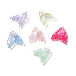 UV Plating Transparent Acrylic Pendants, AB Color, Fishtail Charm, Mixed Color, 27x25.7x5mm, Hole: 1.6mm