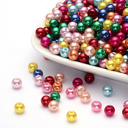 Arricraft Imitation Pearl Acrylic Beads, Dyed, Round, Mixed Color, 6x5.5mm, Hole: 1.5~2mm, about 4500pcs/pound