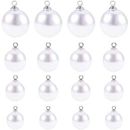 PandaHall Elite 80pcs 4 Sizes Resin Imitation Pearl Pendants Pearl Dangle Charms Beads Beads with Bead Cap for Earring Bracelet Necklace Jewelry Making (8mm, 10mm, 12mm, 14mm)