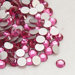 Honeyhandy Glass Flat Back Rhinestone, Grade A, Back Plated, Faceted, Half Round, Rose, 3.8~4mm, about 1440pcs/bag