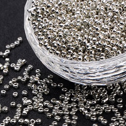 Honeyhandy 12/0 Glass Seed Beads, Dyed Colours, Silver, 2mm, about 30000pcs/pound