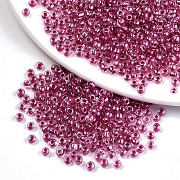 Honeyhandy 12/0 Glass Seed Beads, Transparent Inside Colours Luster, Round Hole, Round, Old Rose, 12/0, 2~2.5x1.5~2mm, Hole: 0.8mm, about 30000pcs/bag