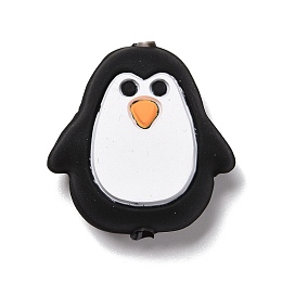 Honeyhandy Silicone Focal Beads, Penguin, Black, 27x26x10mm, Hole: 2.5mm