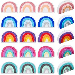 CHGCRAFT 20Pcs 5 Colors Rainbow Silicone Beads Rainbow Silicone Loose Spacer Beads Charms for DIY Necklace Bracelet Earrings Keychain Crafts Jewelry Making