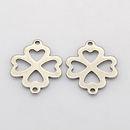 Honeyhandy Filigree Clover 304 Stainless Steel Links connectors, Stainless Steel Color, 21x16x1mm, Hole: 1mm