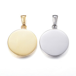 Honeyhandy 304 Stainless Steel Pendants, Flat Round, Stamping Blank Tag, Mixed Color, 23.5x20x2mm, Hole: 3.5x7mm