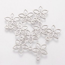 Honeyhandy 201 Stainless Steel Charms, Flower, Stainless Steel Color, 13x11x1mm, Hole: 1.5mm