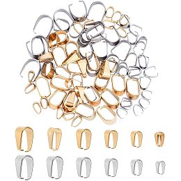 UNICRAFTALE About 96pcs 12 Sizes Pendant Bails Stainless Steel Snap On Bails Pinch Bails Clasp Dangle Charm Bail Connector Findings for Jewelry Making Golden & Stainless Steel Color
