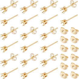 UNICRAFTALE About 60 Sets Golden Claw Earrings with Earrings Nuts 304 Stainless Steel Stud Earring Settings Earring Components for DIY Jewelry Making