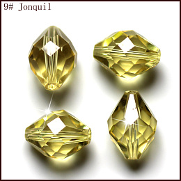 Honeyhandy Imitation Austrian Crystal Beads, Grade AAA, Faceted, Bicone, Light Khaki, 10x13mm, Hole: 0.9~1mm