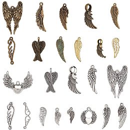 NBEADS 120g Wing Shape Tibetan Style Alloy Pendants, 26 RANDOM MIXED Kinds of Wing Shape Alloy Pendant Charms Jewelry Crafting Supplies for DIY Necklace Bracelet Arts Projects