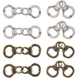 PandaHall Elite 50pcs Tibetan Style Alloy Links Tone Police Handcuff Charms for DIY Jewelry Making Antique Bronze & Antique Silver