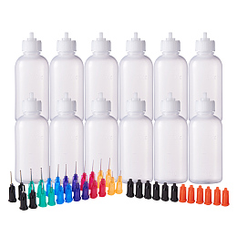 BENECREAT 12 Pack 1.7 Ounce Multi Purpose DIY Precision Tip Applicator Bottles Set with 24 Tips & 12 Caps - DIY Quilling, Glue Applicator, Oiler Bottle