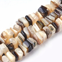 Honeyhandy Freshwater Shell Beads Strands, Square Heishi Beads, Seashell Color, 8~11x6~8x2~5mm, Hole: 0.6mm, 15.7~15.9 inch(40~40.5cm)